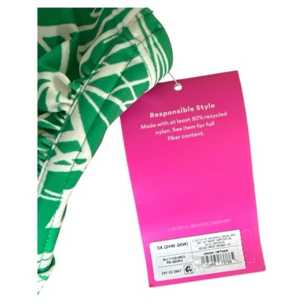 Tabitha Brown x Target Halter Tie Bikini Top Green White Print Sz 3X 24W-26W NWT - Picture 3 of 7